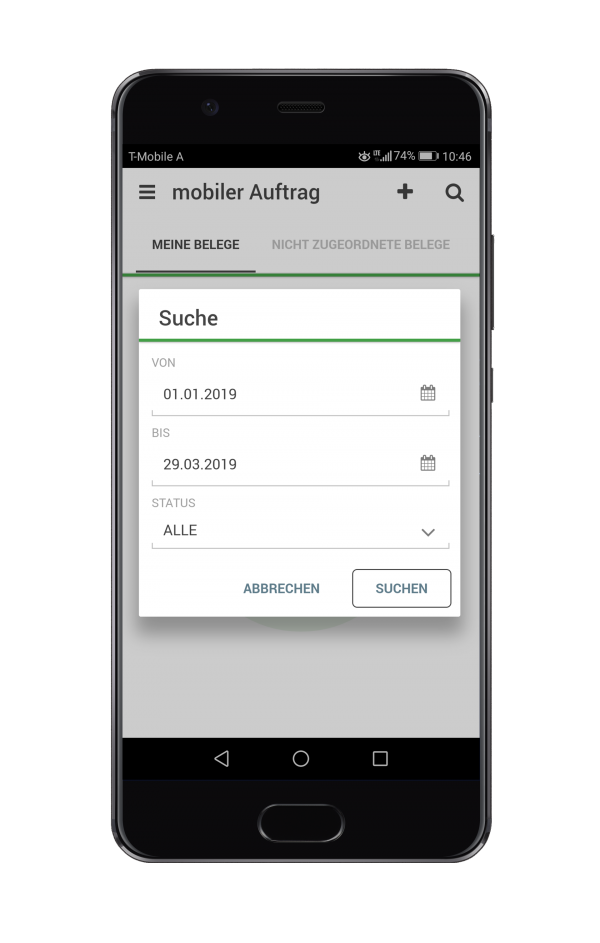 B2GO Mobile App für Sage 100 Aufträge suchen